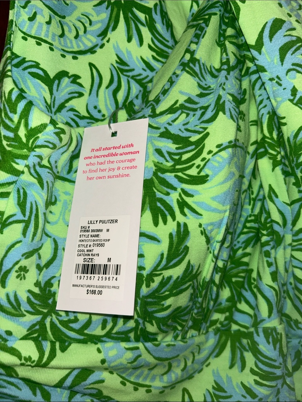 Lilly Pulitzer Lime Green and Light Blue Palm Print Dress - Picture 2 of 11